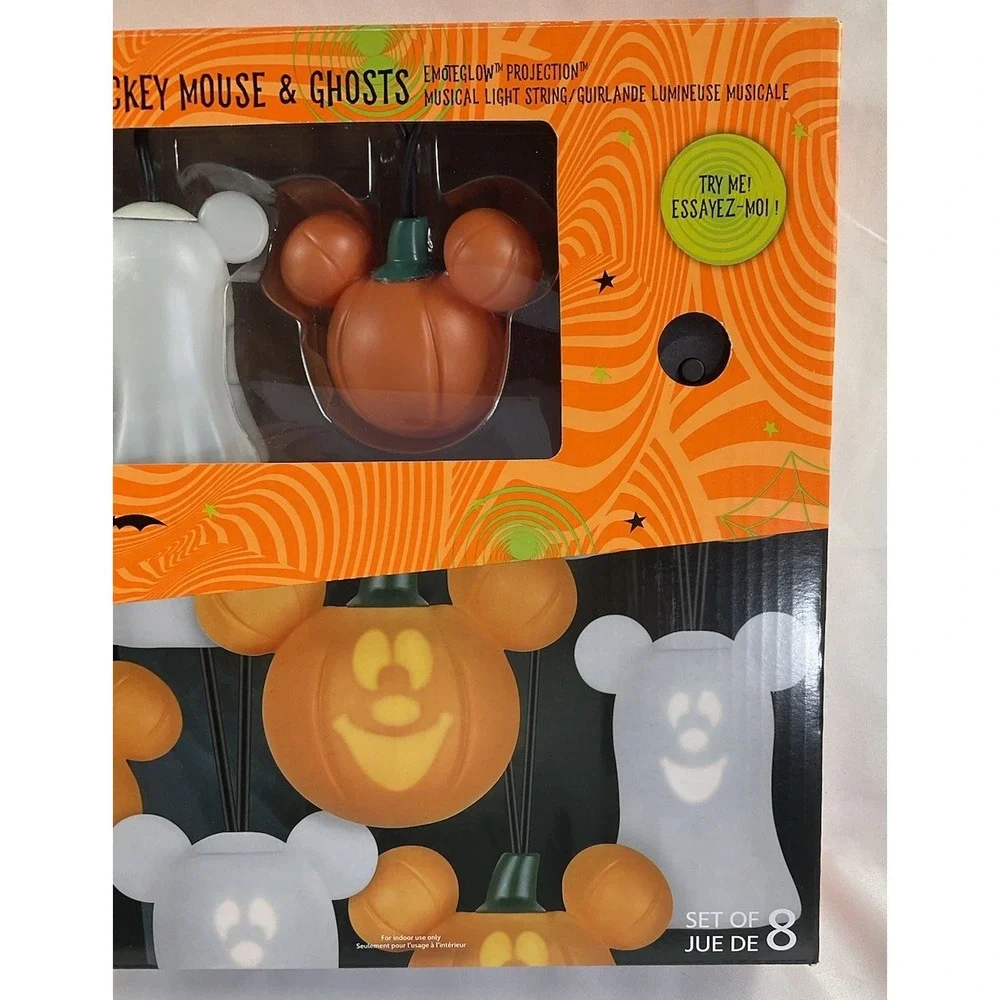 Disney Halloween Mickey Mouse Pumpkins & Ghosts Projection Singing String Lights